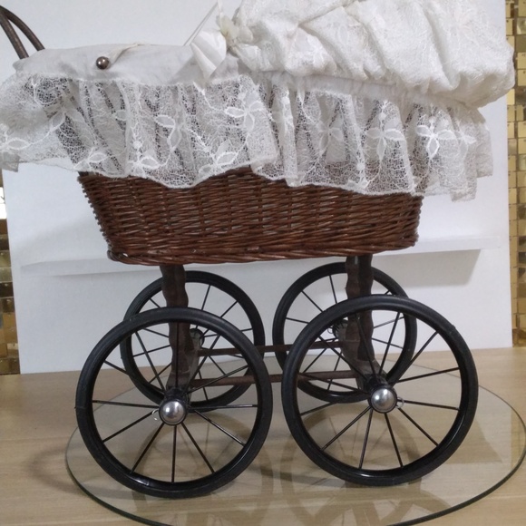 Vintage Victorian Style Baby Carriage with Lace Canopy - Picture 2 of 16